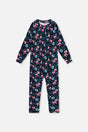 Baby One Piece Thermal Underwear Blue Floral Print-0