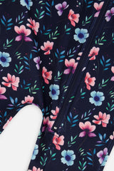 Deux par Deux Baby One Piece Thermal Underwear Blue Floral Print