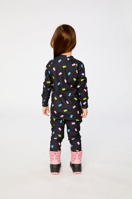 Baby One Piece Thermal Underwear Black Printed Gummy Bears-3