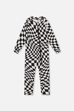 Baby One Piece Thermal Underwear White Checkered Print-0