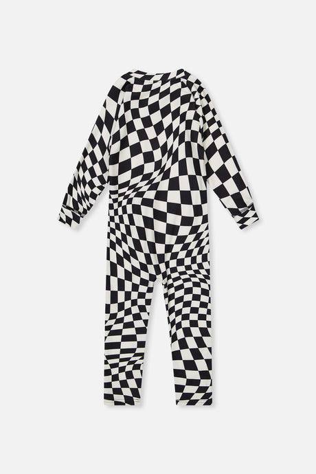 Baby One Piece Thermal Underwear White Checkered Print-4