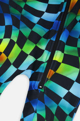 Deux par Deux One Piece Thermal Underwear Blue Checkered Print
