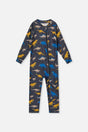 One Piece Thermal Underwear Grey And Blue Dinosaur Print-0