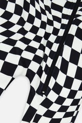 Deux par Deux One Piece Thermal Underwear White Checkered Print