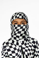 Brushed Jersey Balaclava White Checkered Print-1
