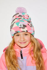 Winter Knit Hat With Pompom Coral Camouflage-1