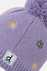Winter Peruvian Knit Hat Violet With Pompom-2
