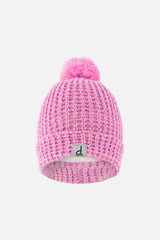 Winter Knit Hat With Pompom Pink-0
