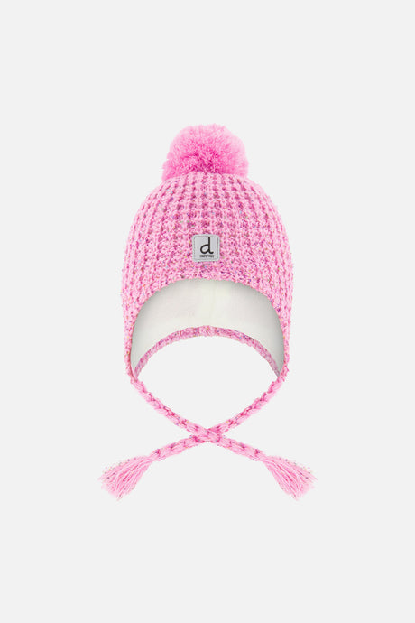 Winter Peruvian Knit Hat With Pompom Pink Multicolored Details-0