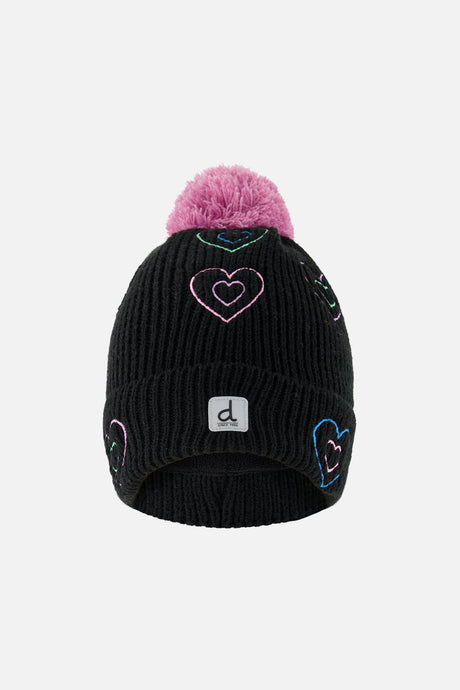 Winter Knit Hat With Pompom Black, Mauve And Blue-0