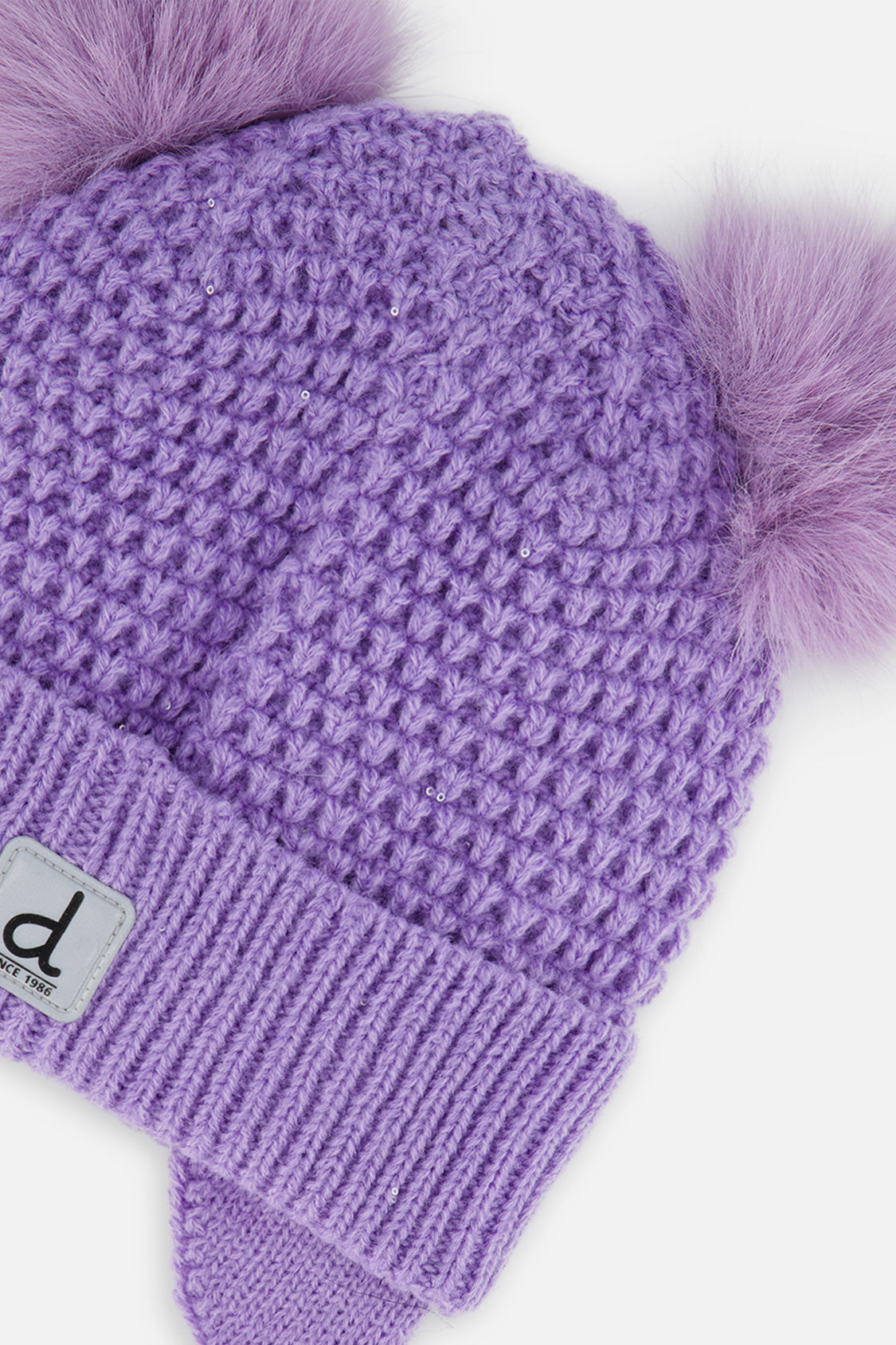 Baby Winter Knit Hat With Ears Violet-2