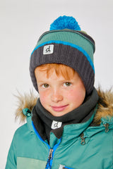 Winter Knit Hat With Pompom Blue And Grey Knitwear-2