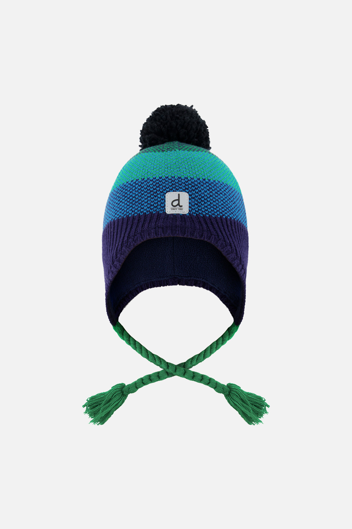 Winter Peruvian Knit Hat With Pompom Blue And Green Knit-0