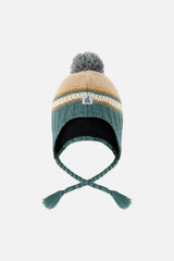 Baby Winter Peruvian Knit Hat With Pompom Beige And Green Jacquard-0