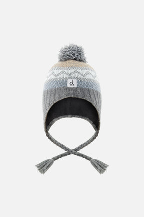 Baby Winter Peruvian Knit Hat With Pompom Grey And Blue Fair Isle-0