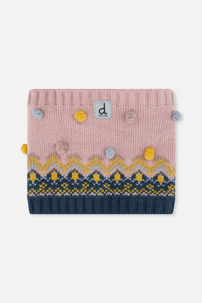Winter Knit Neckwarmer Pink And Blue Jacquard-0