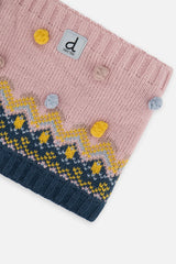 Winter Knit Neckwarmer Pink And Blue Jacquard-3