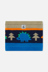 Winter Knit Neckwarmer Blue Dinosaur Print-0