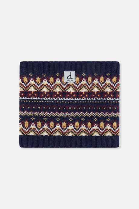 Baby Winter Knit Neckwarmer Blue And Red Jacquard-0
