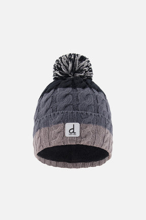 Winter Knit Hat With Pompom Black And Grey-0