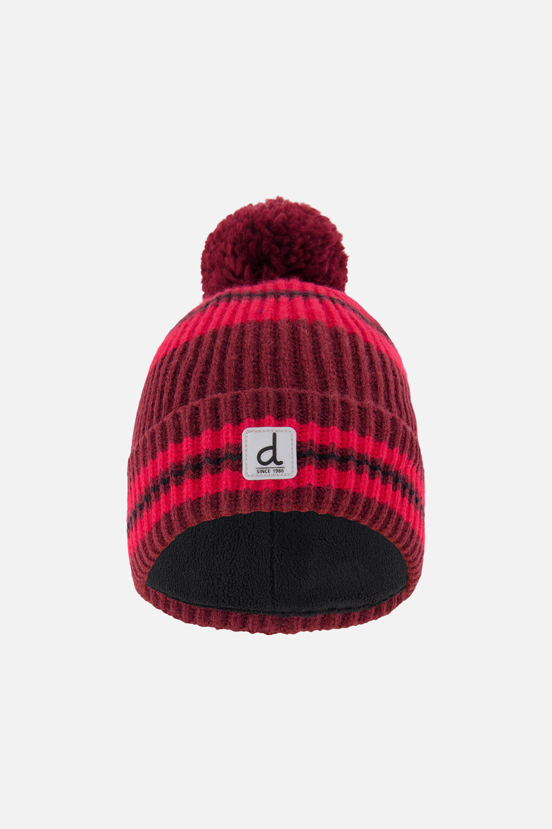 Winter Knit Hat With Pompom Burgundy-0