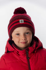 Winter Knit Hat With Pompom Burgundy-1