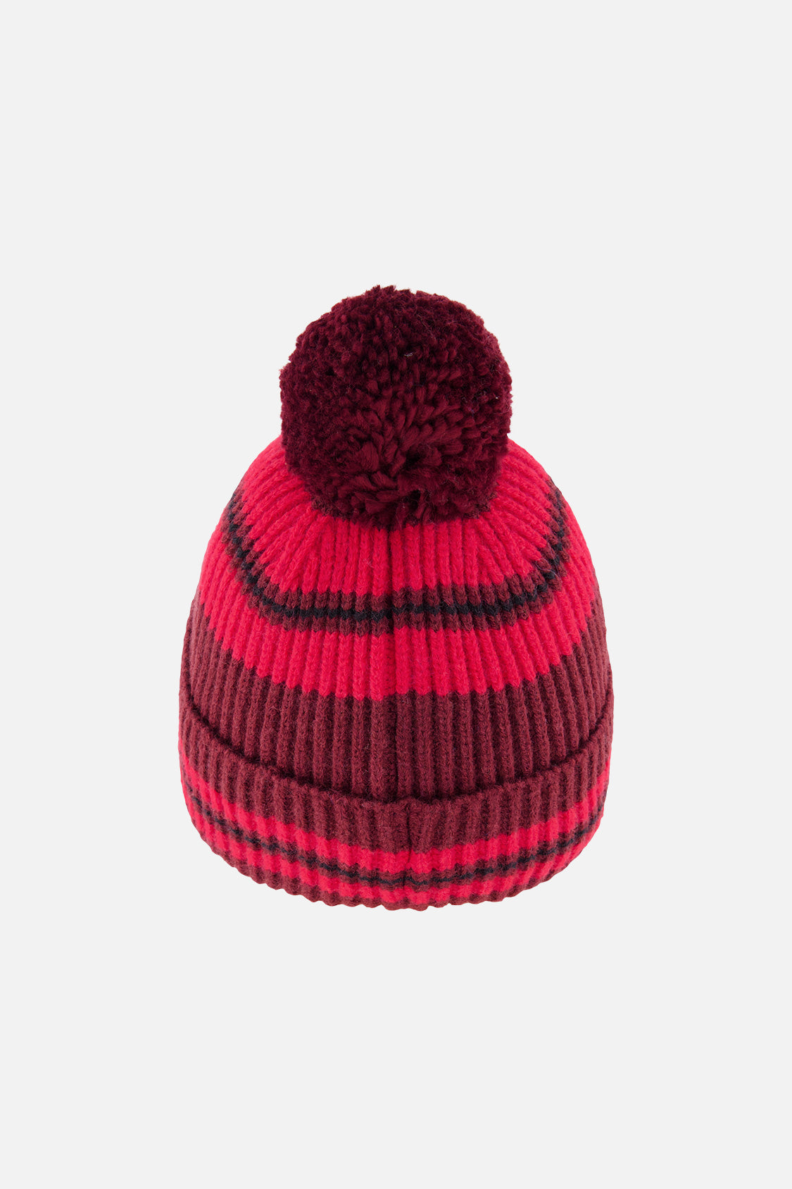 Winter Knit Hat With Pompom Burgundy-2