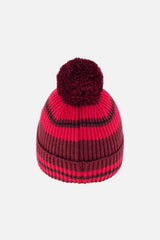 Winter Knit Hat With Pompom Burgundy-2