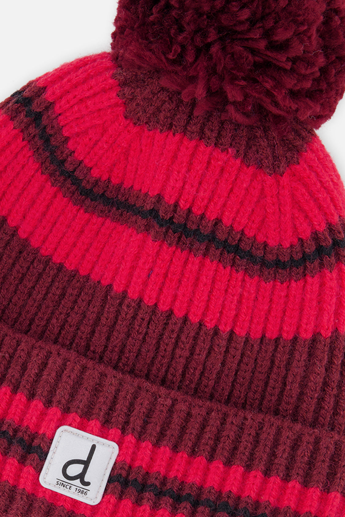 Winter Knit Hat With Pompom Burgundy-3