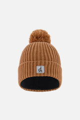 Winter Knit Hat With Pompom Brown-0