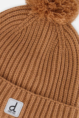 Winter Knit Hat With Pompom Brown-3