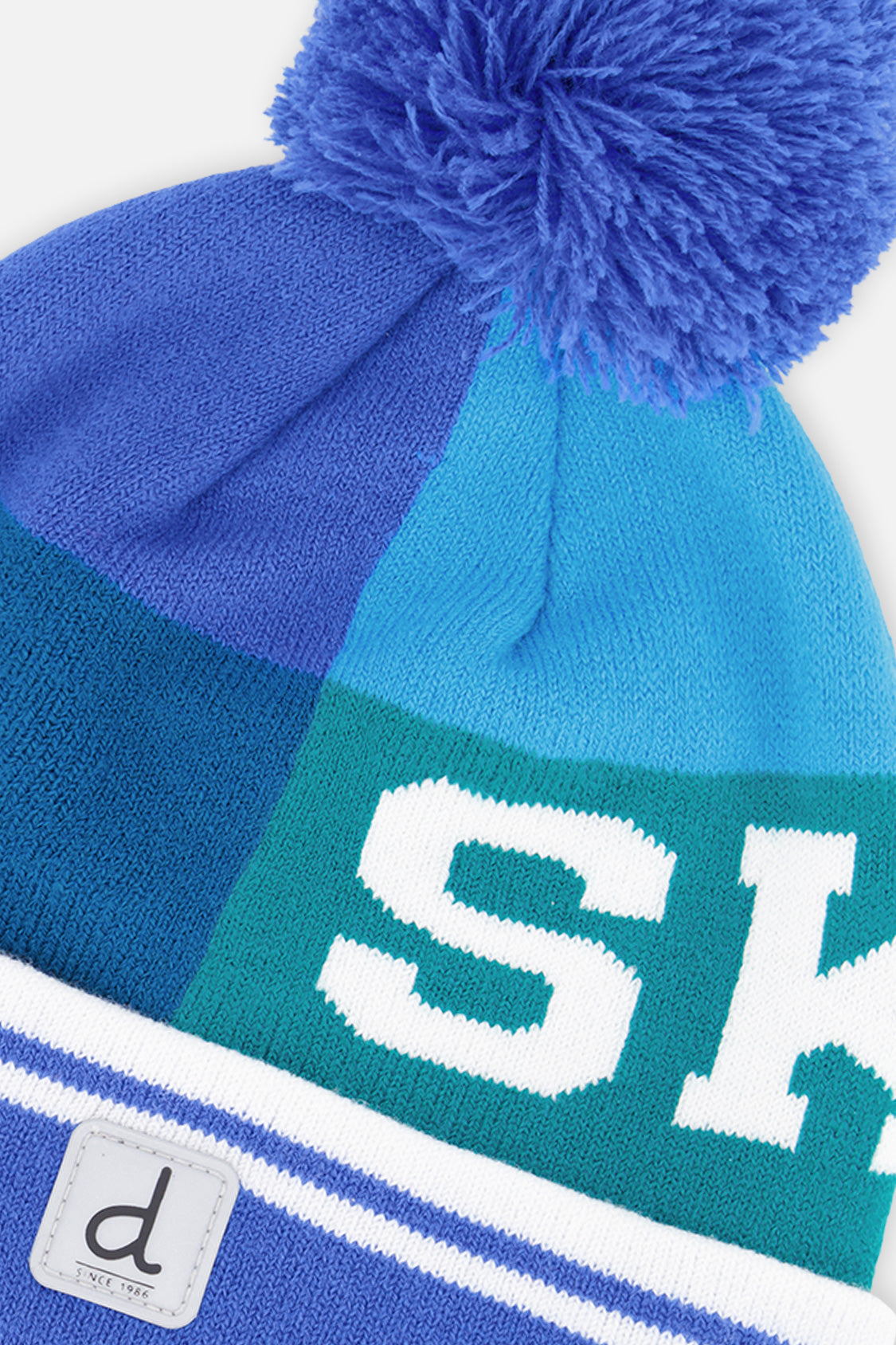 Winter Knit Hat With Pompom Dark Blue And Turquoise-3