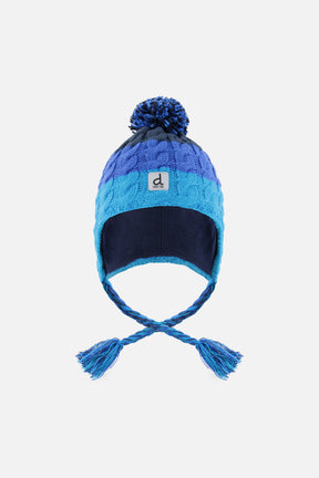Winter Peruvian Knit Hat With Pompom Dark Blue-0