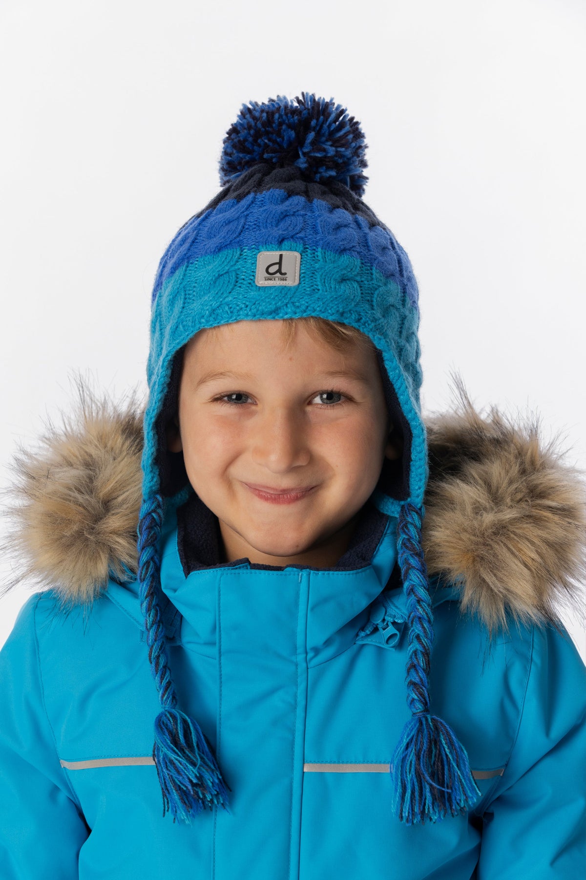 Winter Peruvian Knit Hat With Pompom Dark Blue-1