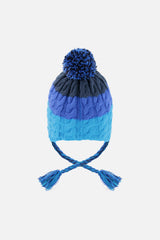 Winter Peruvian Knit Hat With Pompom Dark Blue-2