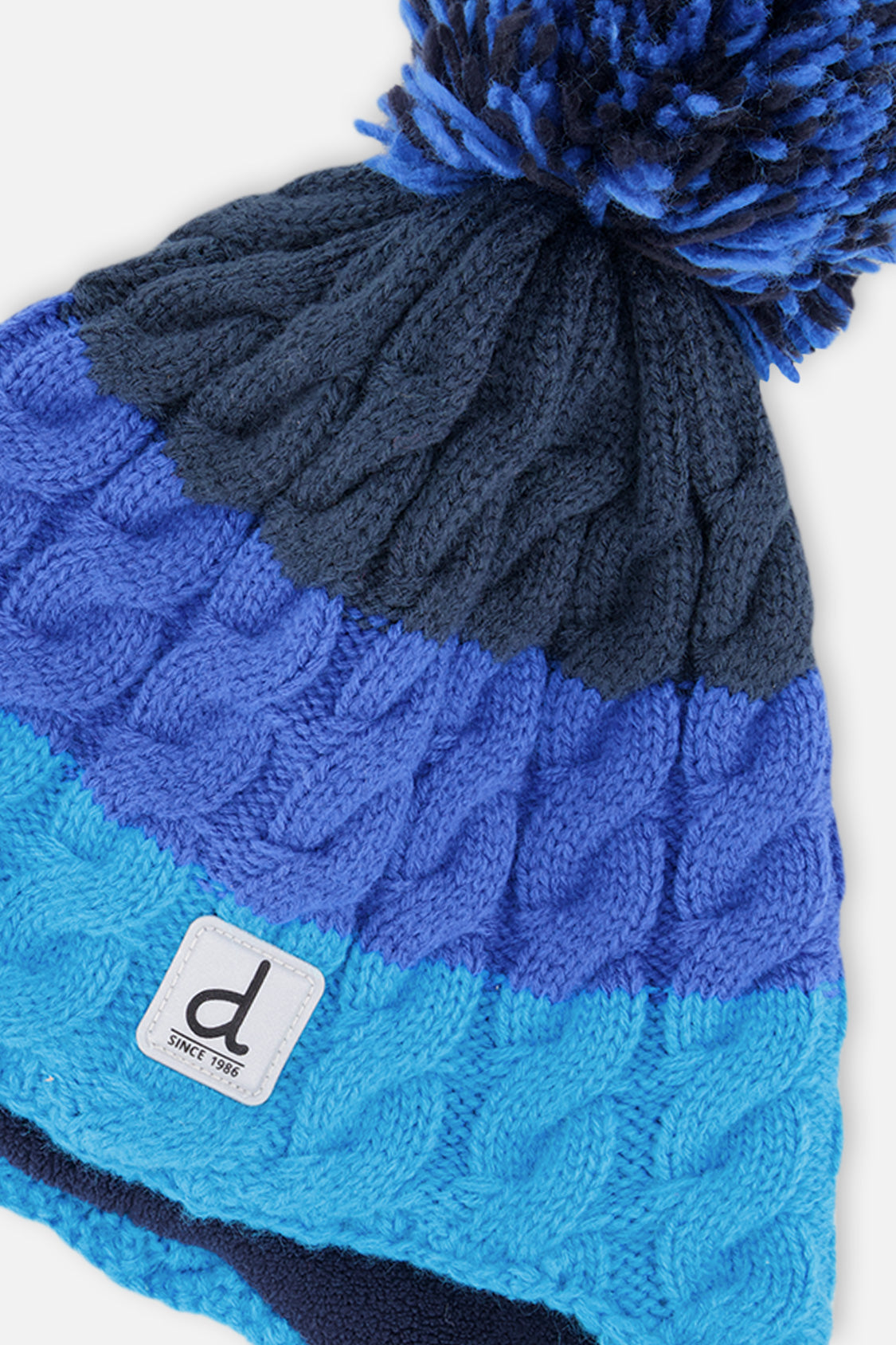 Winter Peruvian Knit Hat With Pompom Dark Blue-3