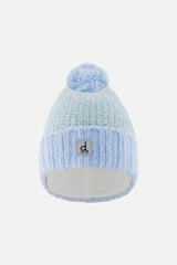 Winter Knit Hat With Pompom Blue Green-0