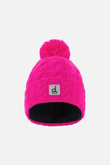 Winter Knit Hat With Pompom Bright Pink-0