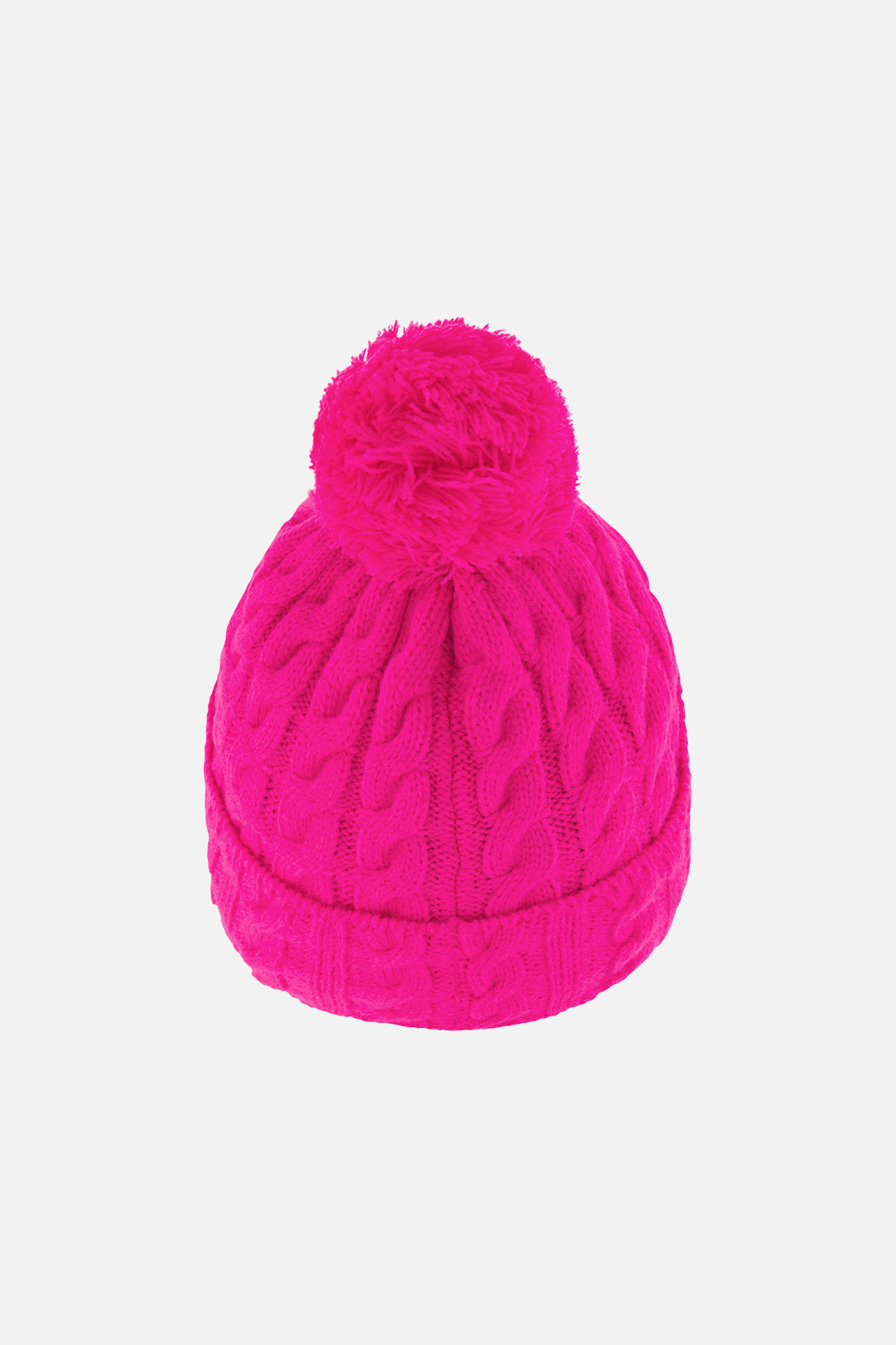Winter Knit Hat With Pompom Bright Pink-2
