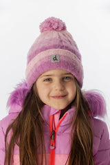 Winter Knit Hat With Pompom Pinkish Violet-1