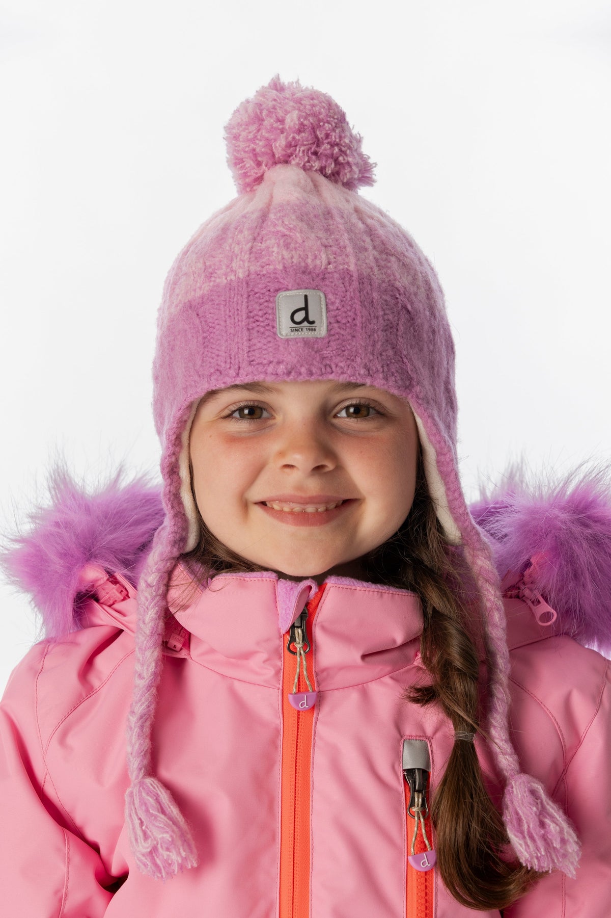 Winter Peruvian Knit Hat With Pompom Pinkish Violet-1