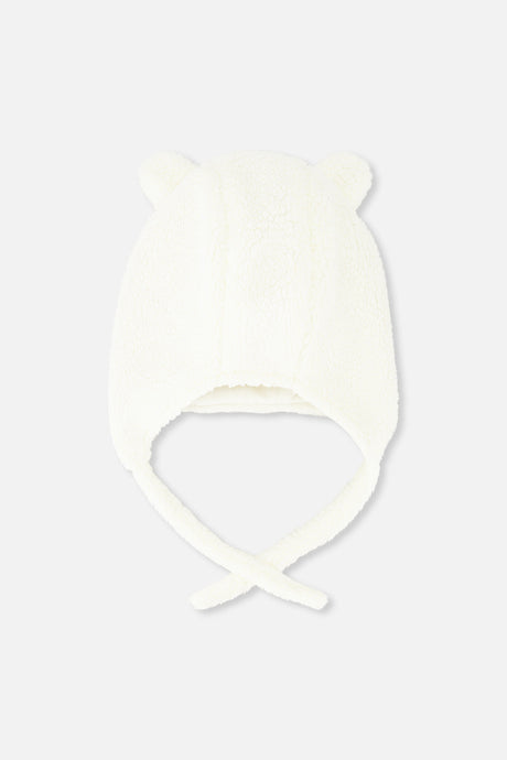 Baby Winter Sherpa Hat With Ear Flaps And Ears Off-White-2