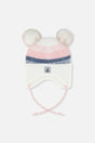 Baby Winter Knit Hat With Ear Flaps And Pompoms Off-White, Pink And Blue-0