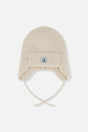 Baby Winter Knit Hat With Ear Flaps And Strings Beige-0