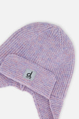 Baby Winter Knit Hat With Ear Flaps And Strings Lavender-3