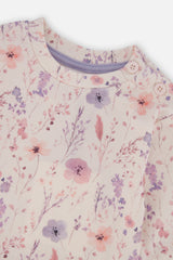 Organic Cotton Pants And Top Set Pink Printed Flowers-3