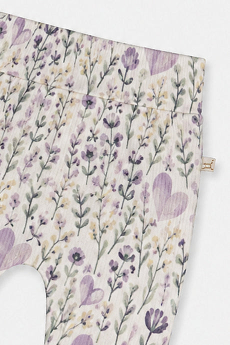 Organic Cotton Evolutive Pants Beige With Heart Print-2