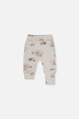 Two Pack Organic Cotton Evolutive Pants Beige Printed Airplanes-1