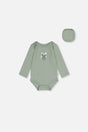 Organic Cotton Onesie Greyish Green-0