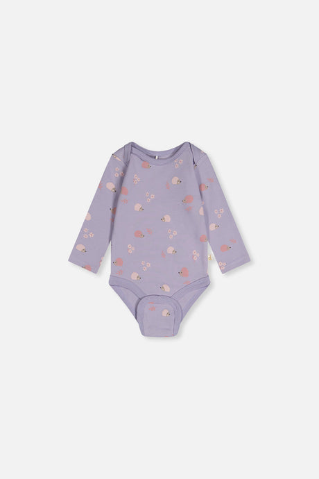Organic Cotton Onesie Purple Hedgehog Print-2